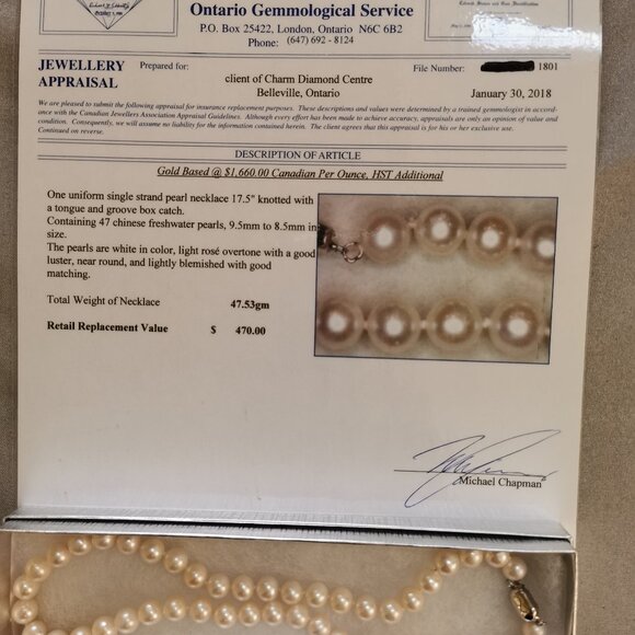 Pearl Necklace with Appraisal - Picture 3 of 7